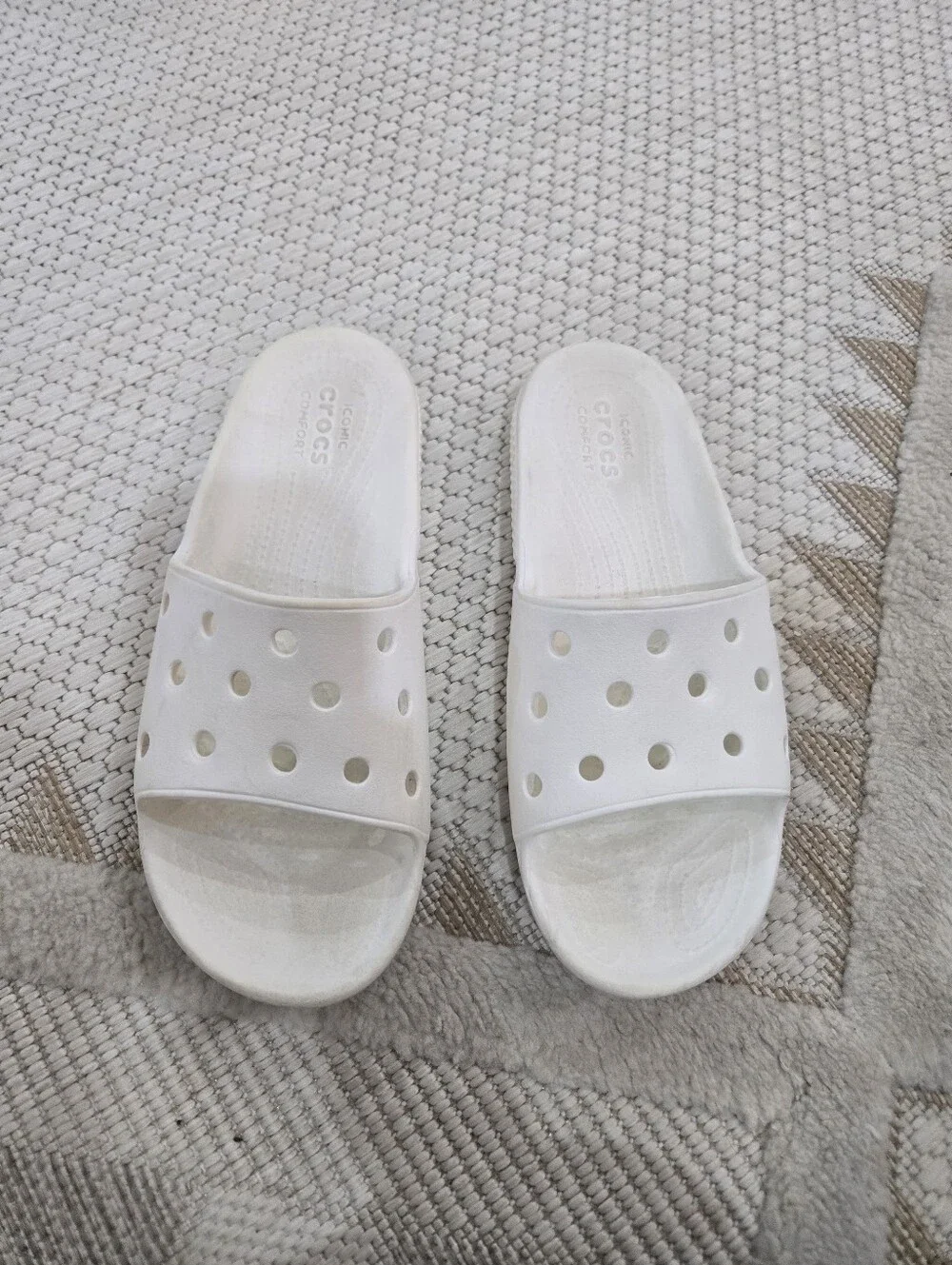 White Crocs Slides Shoes